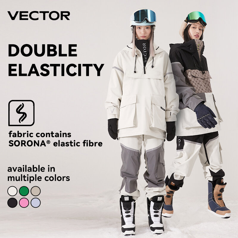 VECTOR setelan Ski wanita, jaket dan Celana hangat tahan air untuk musim dingin, sepeda Ski Kemah luar ruangan