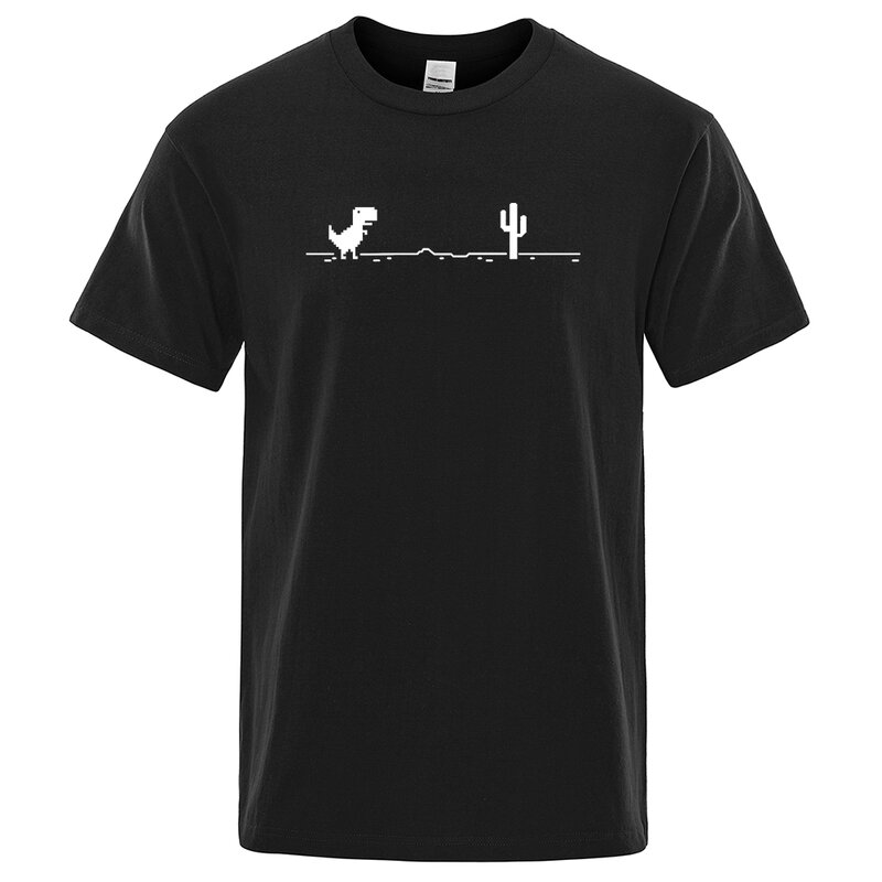 Męskie t-shirty z nadrukiem dinozaura kaktus śmieszne koszulki letnia bawełna T-shirt męski casualowa koszulka z okrągłym dekoltem Streetwear Top prosty