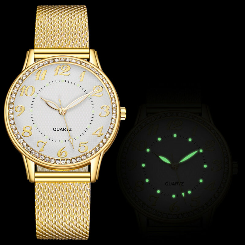 Reloj de cuarzo de lujo para mujer, pulsera informal de acero inoxidable, novedad de 2024