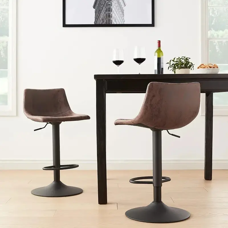 Zestaw 2 krzeseł barowych, 360°° Obrotowy stołek barowy z oparciem, krzesła barowe o regulowanej wysokości, nowoczesna wysokość blatu pubowego, krzesło barowe