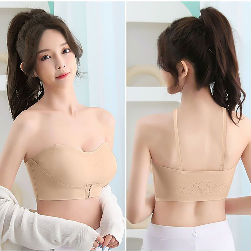 Summer Strapless Bra Underwear Seamlessly Push Up Brassiere Cover Front Type Sexy Lingerie Women Body Lenceria Para Damas Mujer