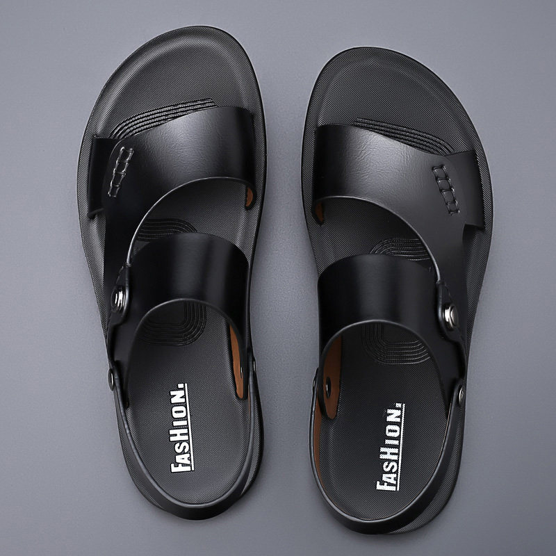 sandals for men outdoor leather 2022 summer Men Shoes Genuine Leather Non-slip Beach Slip-On Sandals Travel Slippers luxury