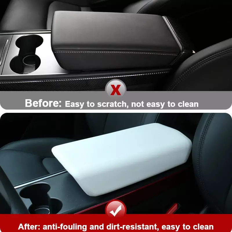 For Tesla Model 3 Y 2023 Accessories Armrest Protector Box Cover White Soft TPE Center Console Panel Pad Model3 Highland 2024