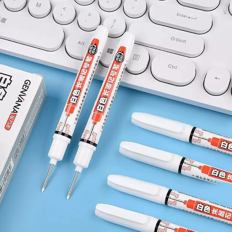 1pc 20MM White Quick Drying Ink Long Head Markers Bathroom Woodworking Decoration Multi-purpose Deep Hole Marker Pens
