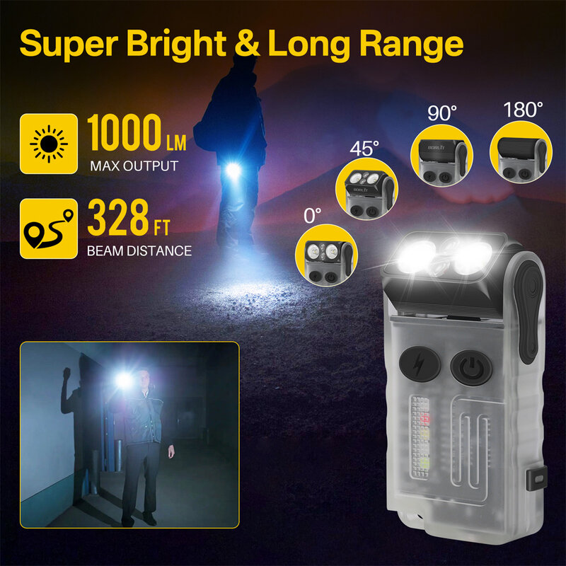 BORUiT V20-1 brelok EDC latarka LED przenośna mini latarka typu C akumulatorowa lampa robocza 365nm latarka UV z sygnałem magnetycznym