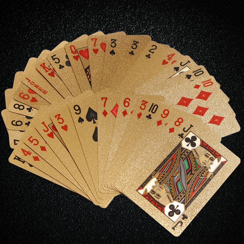 Baraja de juego de póker de oro negro, traje de póquer de plata azul, cubierta mágica de plástico impermeable, colección de regalos de agua mágica