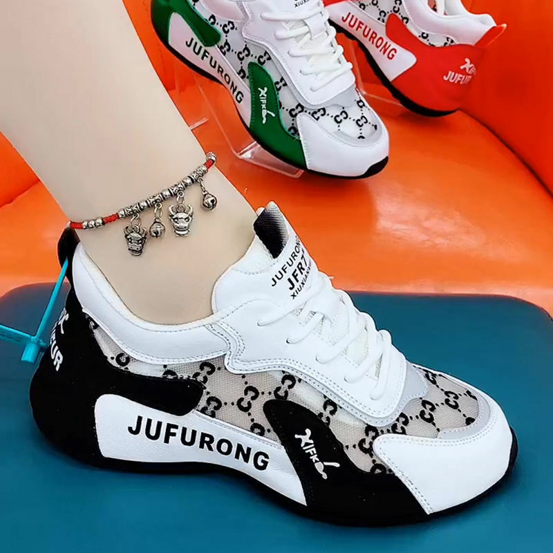 Кроссовки женские сетчатые на шнуровке, Повседневная дышащая спортивная обувь с принтом, дизайнерские, лето