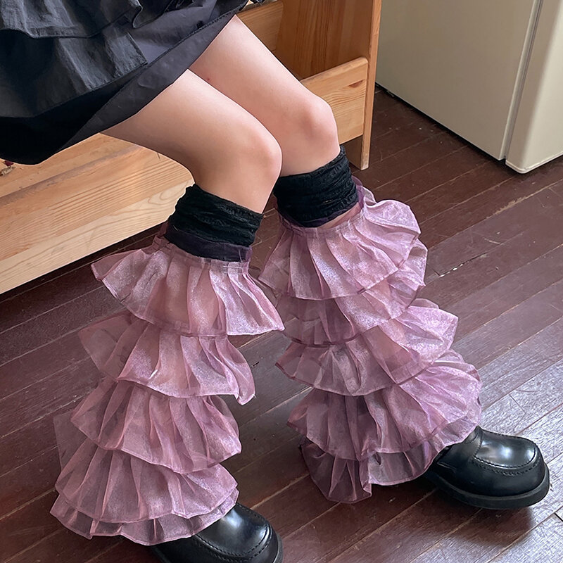 Donne giapponesi sopra il ginocchio copertura per le gambe volant calzini per le gambe Party Y2K donne Punk Harajuku scaldamuscoli JK accessori