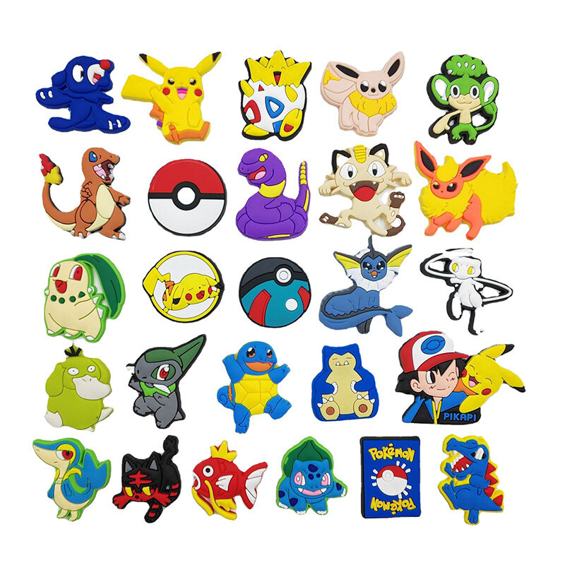 Pokémon Shoe Charms para Crianças, Acessórios Anime Pack para Adolescentes, Meninas, Meninos, Croc, Jibz, PVC, Decoração, Pins