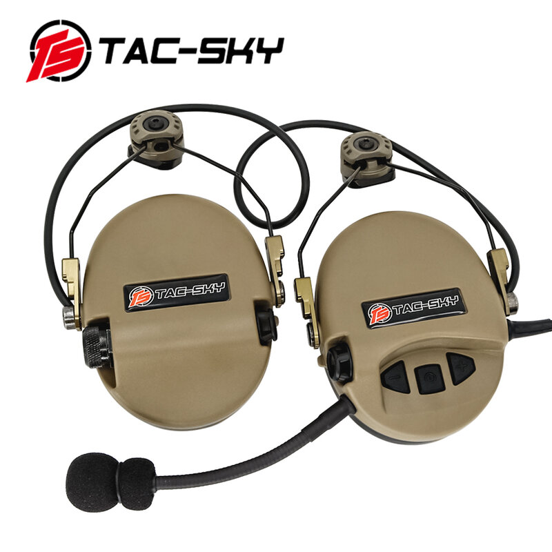 Ts TAC-SKY arc track capacete tático montar captador de cancelamento de ruído sordin caça tiro earmuffs de silicone fones de ouvido