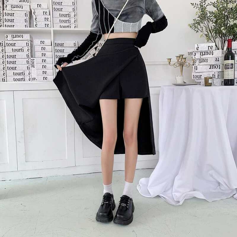 Faldas de XS-5XL básicas para mujer, ropa de oficina de cintura alta, color negro, de corte a, cómodas y a la moda coreana