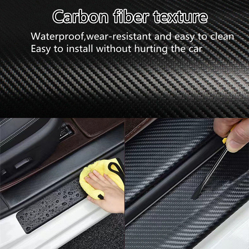 Stiker mobil serat karbon Nano DIY, Strip pelindung pasta kaca samping Sill pintu otomatis, pita pelindung tahan air