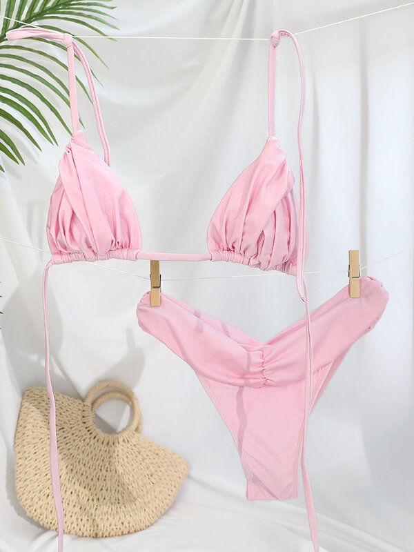 COOBBU – Bikini Triangle Sexy, maillot de bain femmes, Bandage, Micro string, brésilien, vêtements de plage, été, 2 pièces