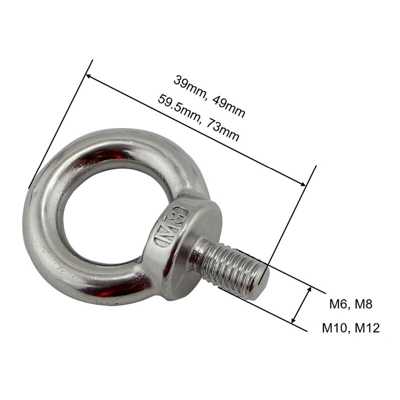 1PCS 304 Stainless Steel JIS 1168 Lifting Ring Eye Bolt M5 M6 M8 M10 M12 Heavy Duty Thread Eye Bolt