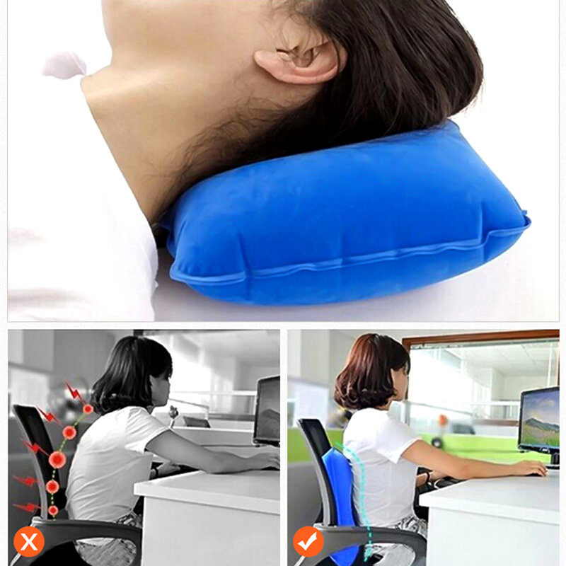 Almohada inflable ultraligera de nailon y PVC, cojín de aire para dormir, viaje, dormitorio, senderismo, playa, coche, avión, soporte para la cabeza