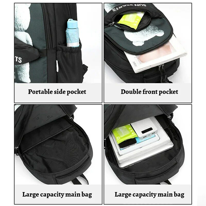 2024 New School Bag For Primary School Students Male Load Reduction Middle High School Students Large Capacity Waterproof Bag