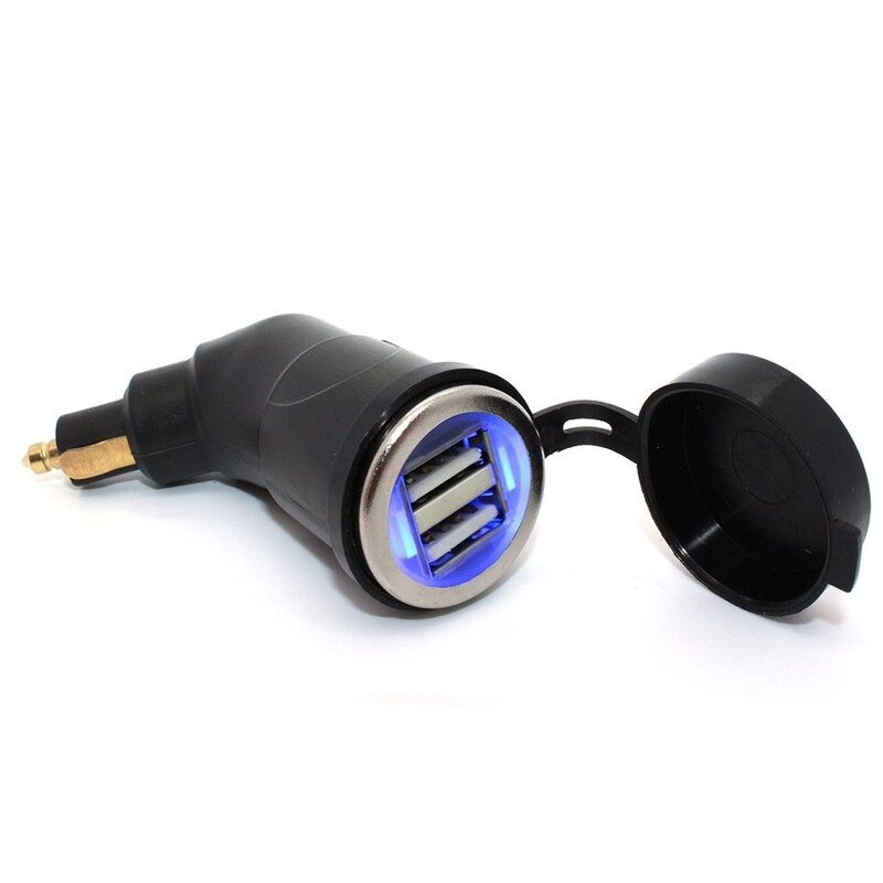 3,3 EINE DIN Hella Powerlet Stecker zu Dual USB Ladegerät Adapter für BMW Ducati Triumph Motorrad iPhone, und GPS Navi (Abgewinkelt)