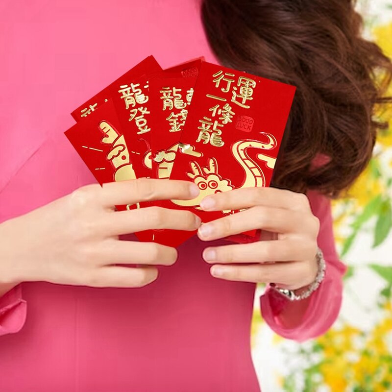 빨간 봉투 용수철 축제 행운의 돈 패킷, 중국 새해 2024 용, 36 개