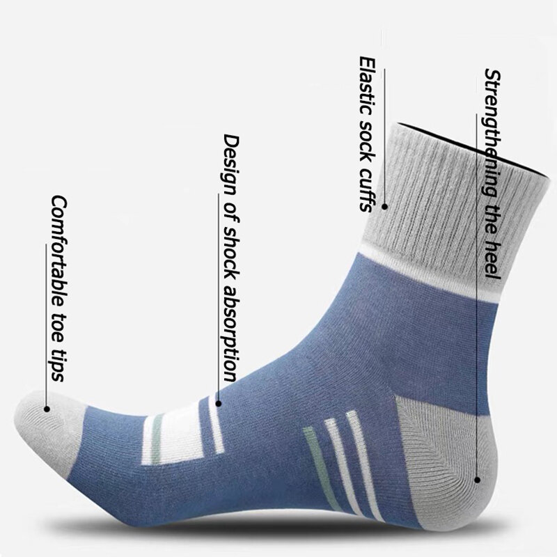 5 Pairs Men's Cotton Socks Spring Striped Casual Socks Men's Anti-odor Antibacterial Business Socks High Quality Sports Socks