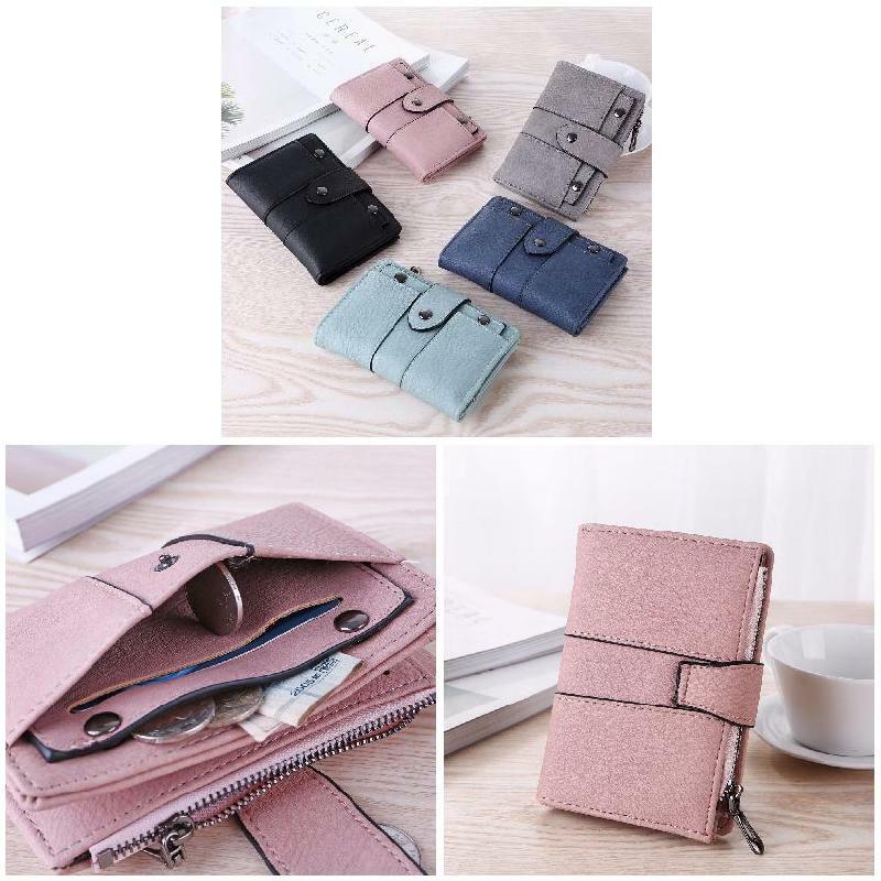 Women Lady Girl Wallet Purse Short Vintage PU Leather Buckle For Money Card Coin