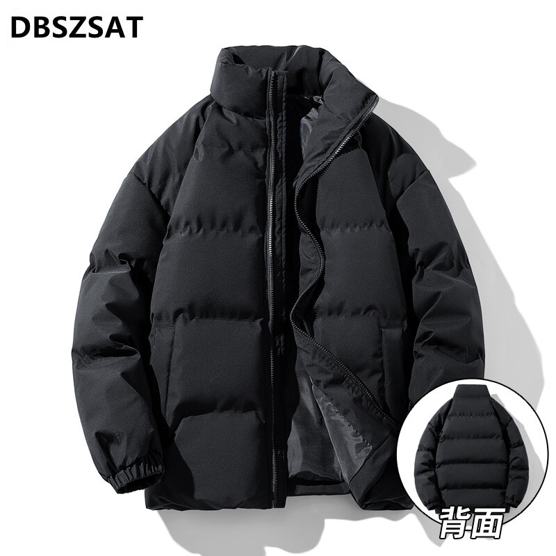 새로운 야외 두꺼운 따뜻한 남성 겨울 단색 후드 재킷 파카 아웃웨어 캐주얼 패션 윈드 브레이커 지퍼 탑 코트, 2023