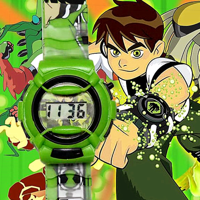 2024 LED Display Children's Watch Pentium Silicone Cute And Handsome Cartoon Boy Fashion Ben10   Kids Watches Girls
