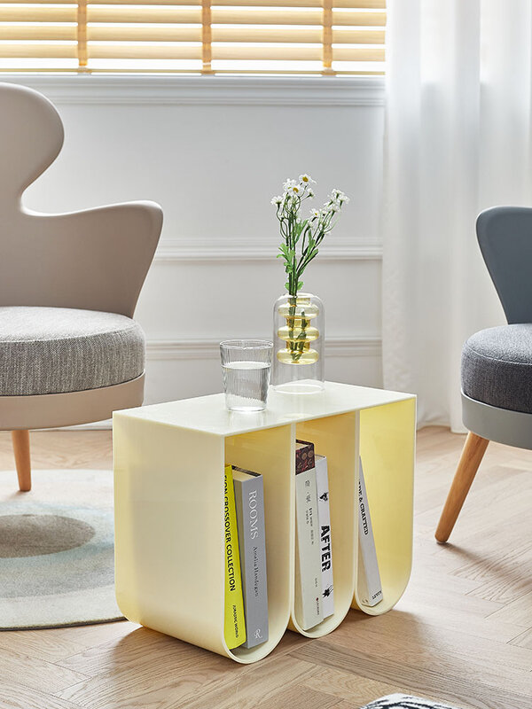 Nordic revista rack de acrílico mesa escritório estante moderna sala estar do lado do assoalho livro prateleiras móveis ornamentos decorativos