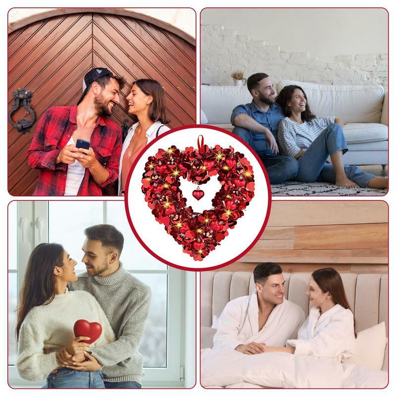 Valentine's Day Wreaths Decor Heart-Shaped Door Garland Shiny Love Wreath For Proposal Confession Decoration Wedding Ornament