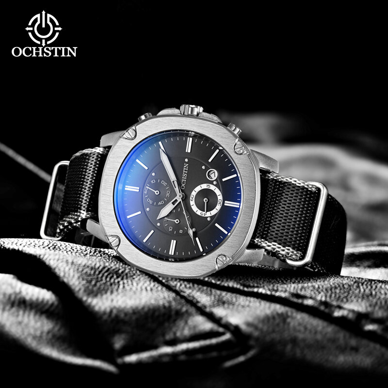 Ochstin-reloj de cuarzo multifunción para hombre, cronógrafo resistente al agua, Serie de nailon creativo, modelo popular, tendencia de moda, 2024