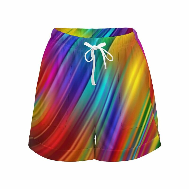 Pantaloncini con stampa arcobaleno astratta pantaloncini Harajuku a forma di liquido ondulato pantaloni corti con grafica estiva con tasche pantaloni Casual di grandi dimensioni