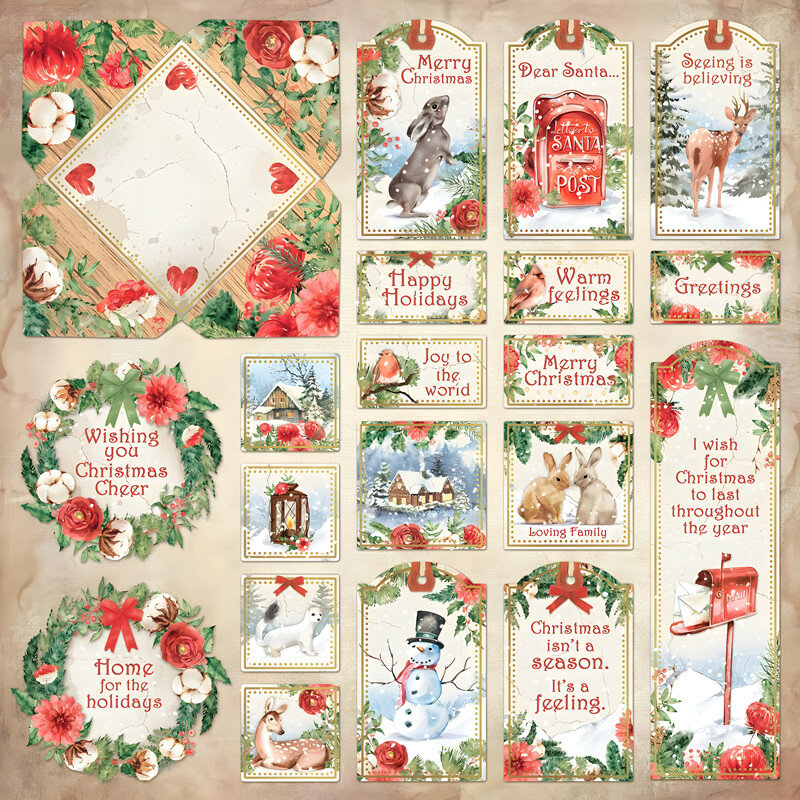 24 pz/pacco adesivo natalizio romantico fai da te Album Scrapbooking Album Junk Journal adesivi decorativi