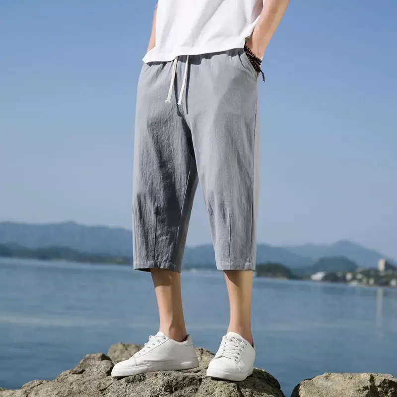 Trend Men's Shorts  Summer Solid Color Sports Casual Fashion  Outdoor Daily Beach Cropped Pants
