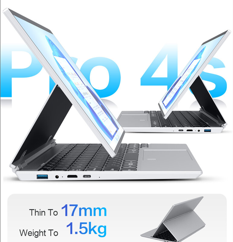 Crelander 360 Grad drehbarer Touchscreen Laptop 14 Zoll Intel N5105 RAM 16GB Windows 11 tragbares PC-Notebook 2 in 1 Laptop