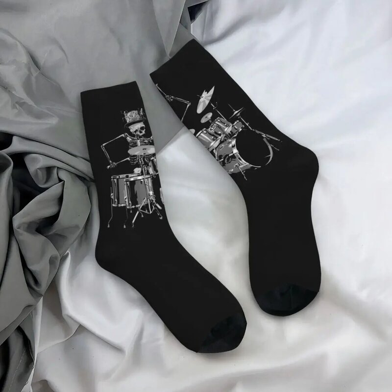 Skeleton Drum Kit Hat Music Band Socks Men's Women's Fashion Socks Hip Hop Spring Summer Autumn Winter Middle Tube Socks Gifts
