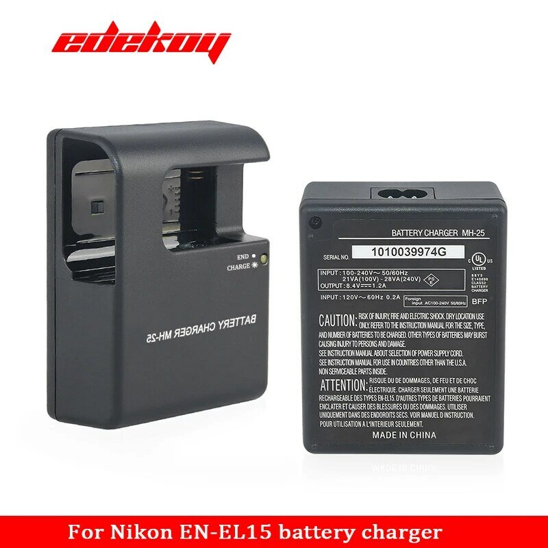 Cargador de batería de MH-25 para cámara, accesorio para Nikon MH-25 MH 25 MH25 EN-EL15 EN EL15 ENEL15 V1 D600 D610 D7100 D810 D7000 D800