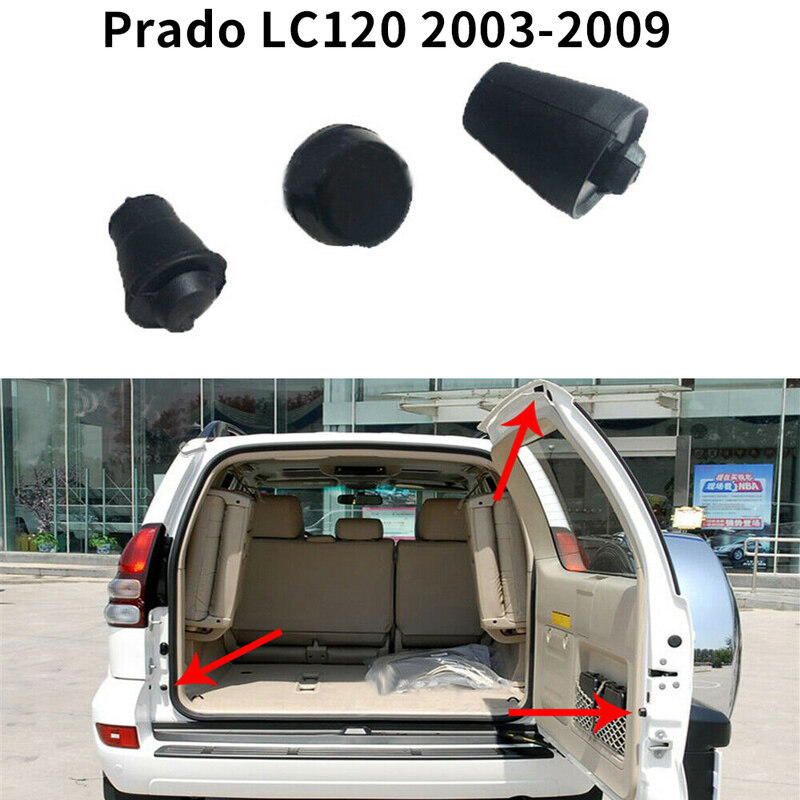 トヨタランドクルーザープラドlc120 2003-2009、ドレープゴム、3個用のリアトランクテールゲートパッド