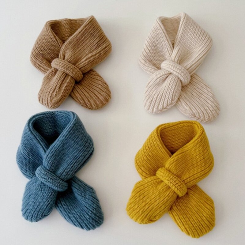 Écharpe à écharpe élégante pour enfants couleur unie automne hiver écharpe tricotée