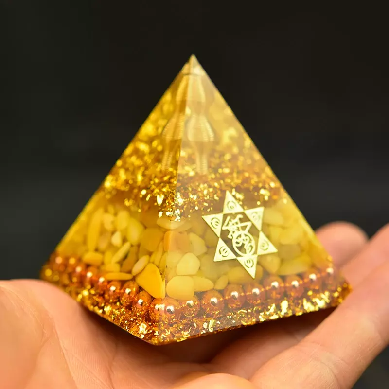 Pirâmide de Energia Orgone Aura, Quartzo Chakra, Aventurina Natural, Resina EMF Proteger, Riqueza de Cura, Cristal, Orgonite Personalizado
