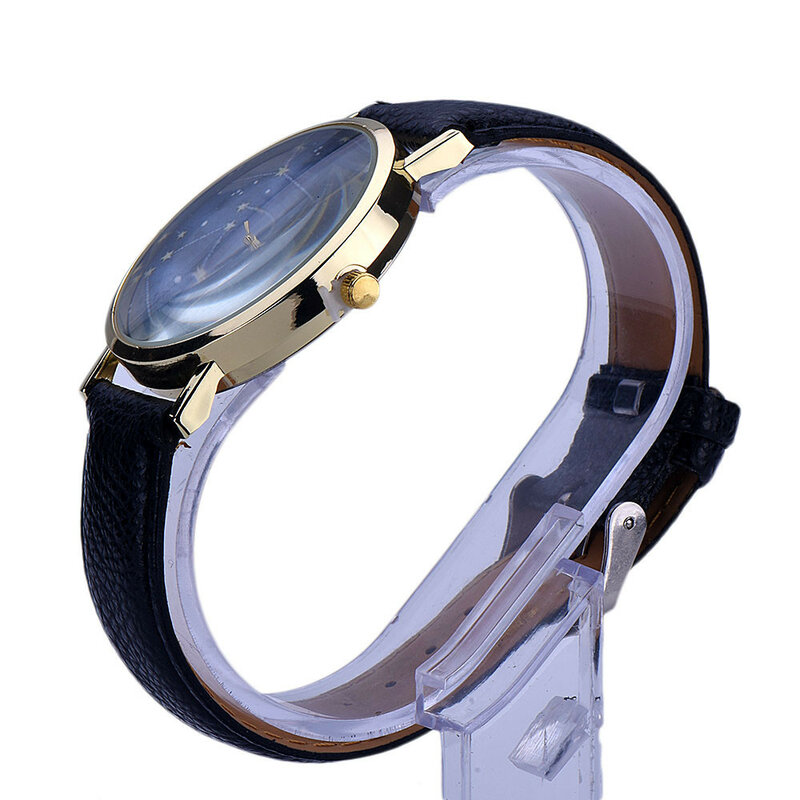 Relógio quartzo de couro vintage feminino, relógios de pulso luxo high-end, mostrador padrão estrela, elegância moda, Zegarek Damskie
