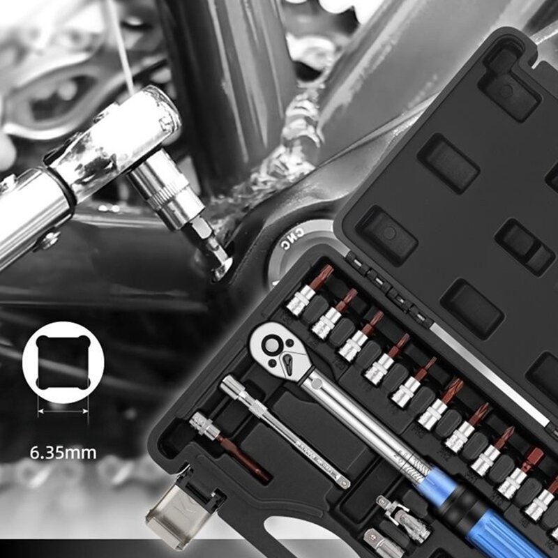 Accessori per Mountain Bike chiave dinamometrica per bici 1/4 pollici coppia 2-25Nm Kit di riparazione per chiavi esagonali per bicicletta