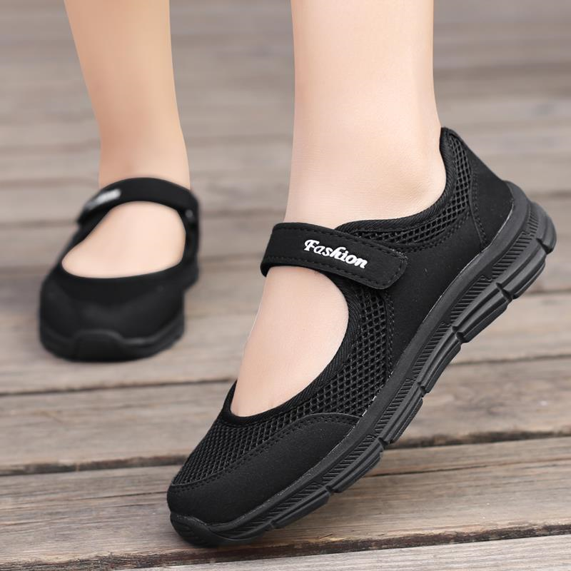2022ผู้หญิงฤดูร้อน Casual รองเท้ารองเท้า Breathable ตาข่ายแบบพกพารองเท้าผ้าใบเดินรองเท้า Soles สำหรับผู้หญิงลื่นบนรองเท้าสีขาว