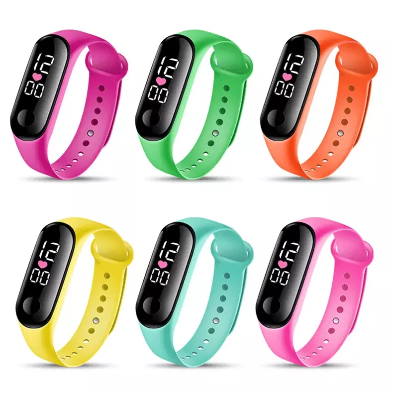 Disney LED Silicone Watch Band with White Font Glowing Heart Decoration Multiple Color Styles Children's Electronic Watch