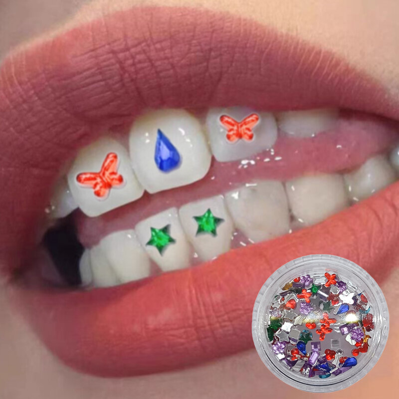 1 scatola acrilico colorato trapano dentale ultrasottile fondo piatto forma speciale foglio sottile trapano dentale decorazione orale