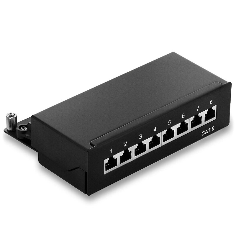 Linkwylan Mini Desktop CAT6A Cat6 8 12 Port Patch Panel Full Shielded Available For Wall Mounting (Incl Mounting Screws)
