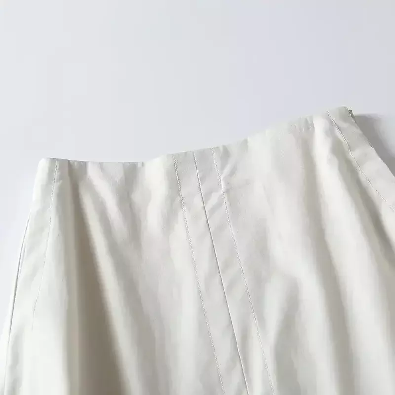 Women's 2023 Chic Fashion New Minimalist Joker Temperament Open Line Design Long Skirt Retro Side Pocket Midi Skirt Mujer