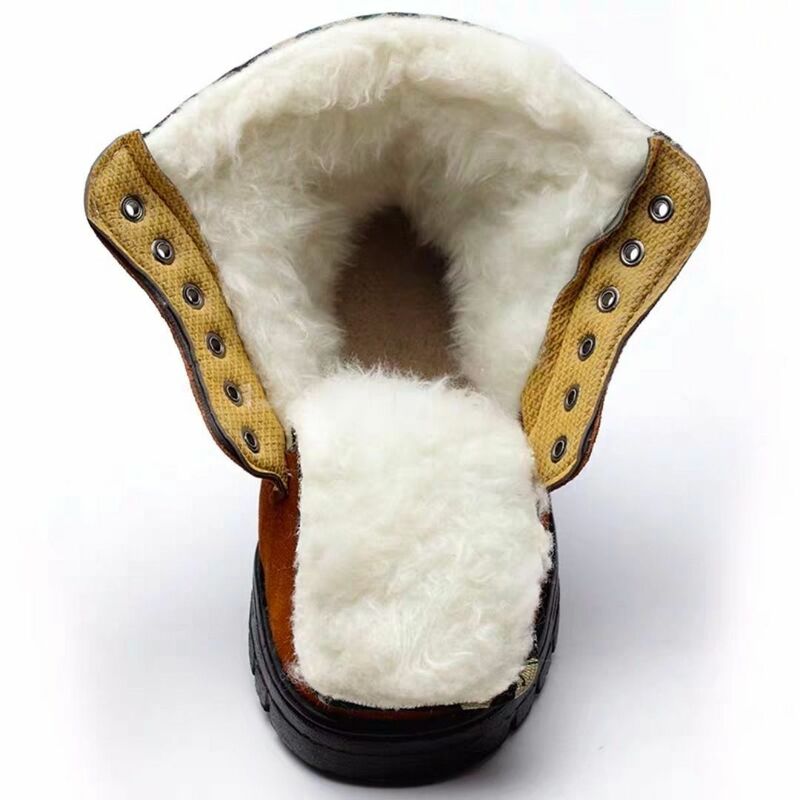 男性用の革製ブーツ,厚手のブーツ,暖かく,純粋なウール,レジャー,雪,冬用,1