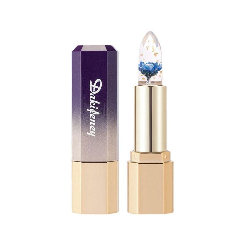 Transparante Jelly Bloem Lippenstift Temperatuur Kleurveranderende Lippenbalsem Make-Up Sexy Lipgloss Hydraterende Blauwe Rose Lippenstift