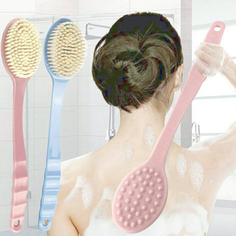 Cepillo de baño suave para ducha, exfoliante, masajeador de piel, cepillo de limpieza de mango largo, accesorios de baño