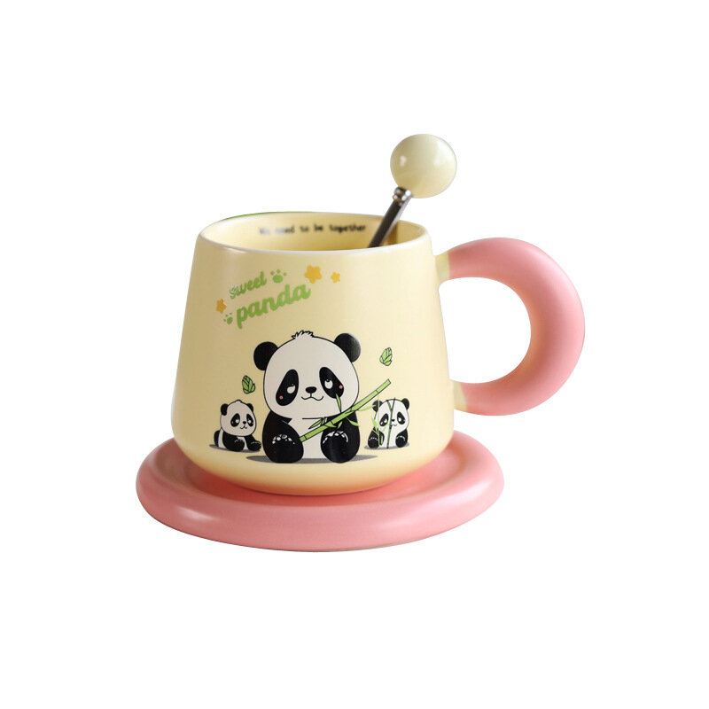Regali creativi tazza in ceramica con coperchio tazza da caffè Panda con cucchiaio tazza da bere per soggiorno confezione regalo decorazione per la casa tazza isolante