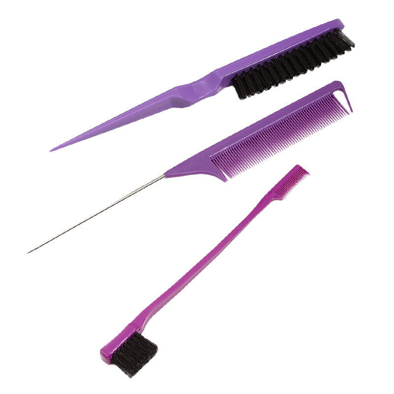 Edge Control Comb para Hair Styling, Escova cozida a óleo, Partition Comb, Acessórios para cabelo, Novo, 3 Pçs/lote